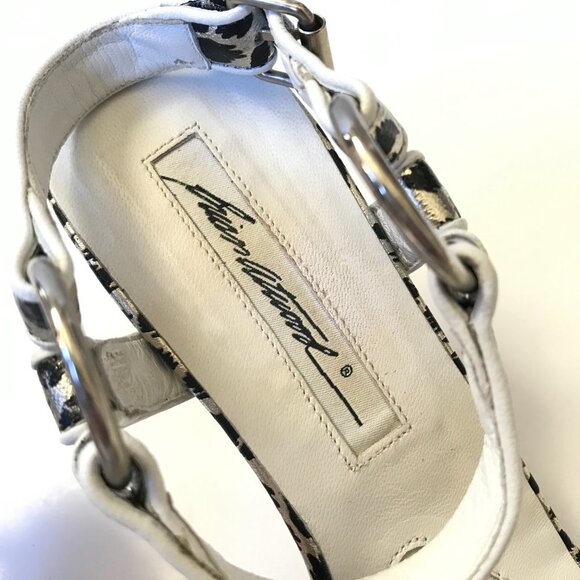 Brian Atwood Maculato Heels Pumps Sandals Womens 36 6 Black Silver Leopard Shoes - Picture 3 of 10